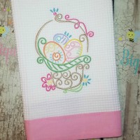 Swirly Easter Basket Machine Embroidery Design